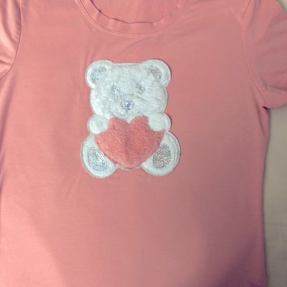 pink top w beautiful sparkly bear print